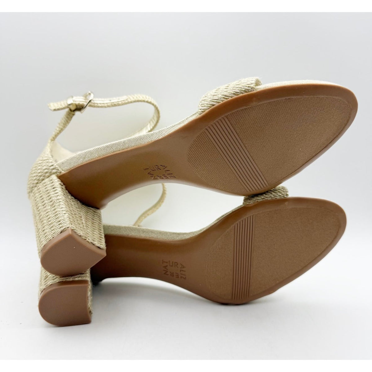 Naturalizer Women's Vera Sandals Size 9 M EU 40 Natural Gold Woven Fabric NWOB