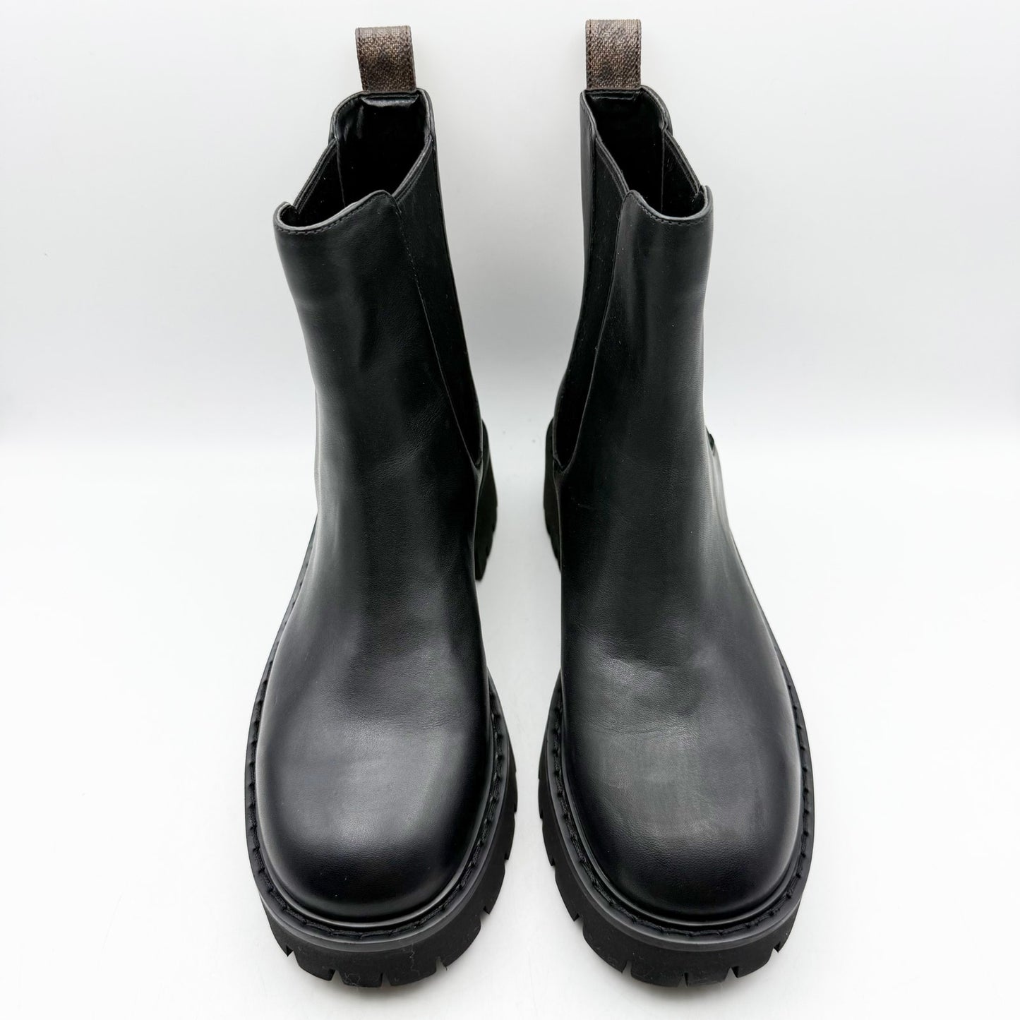 Michael Michael Kors Womens Asher Bootie US 8M Black Brown Leather Lug Ankle NIB