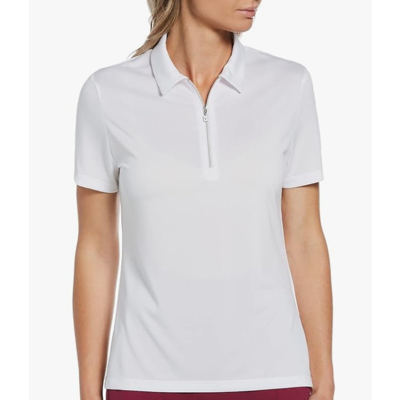 CALLAWAY Quarter Zip Short Sleeve Heather Golf Polo Shirt XL Brillant White NWT