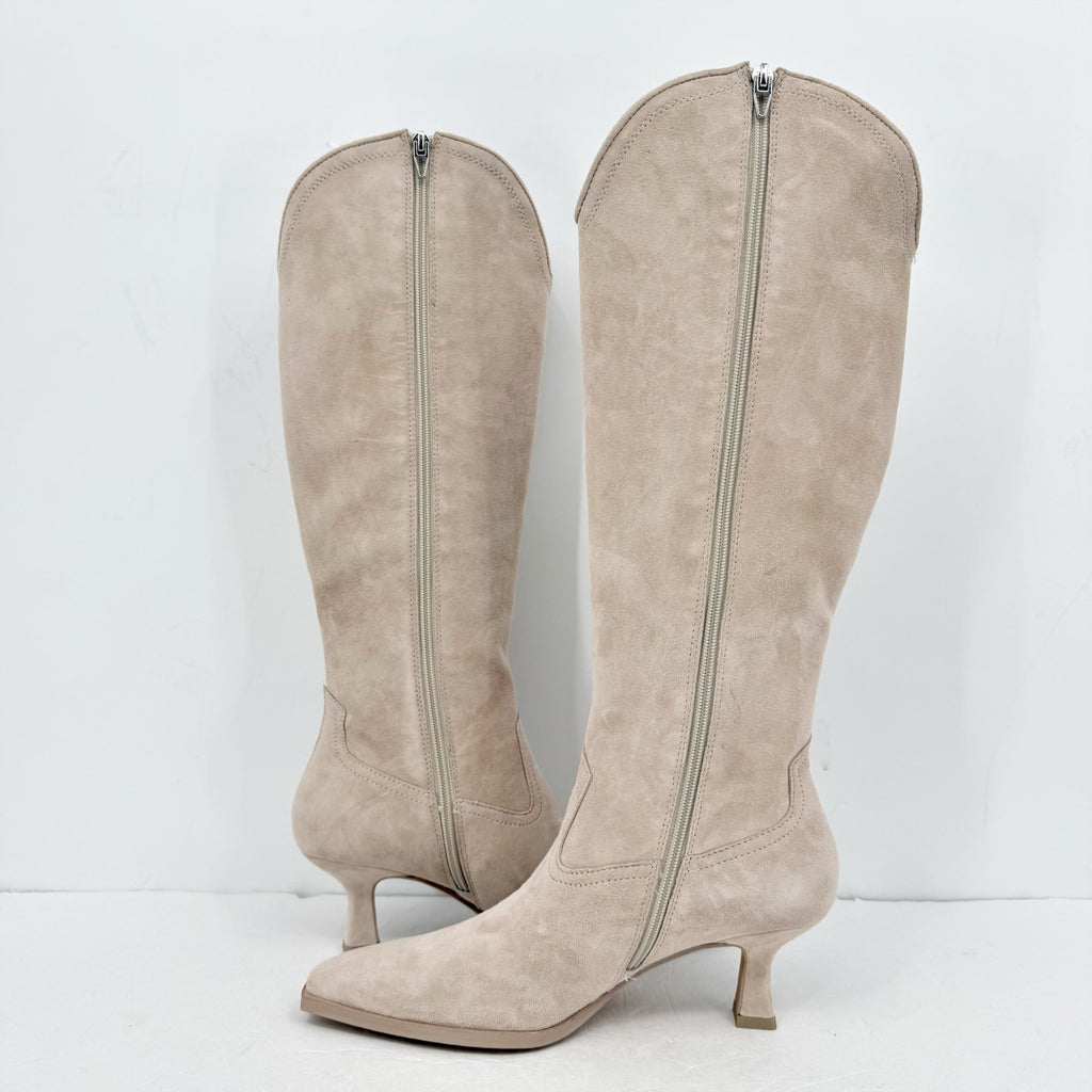 Dolce Vita Womens Ariana Boots US 9 EU 40 Taupe Suede Heel Western NIB