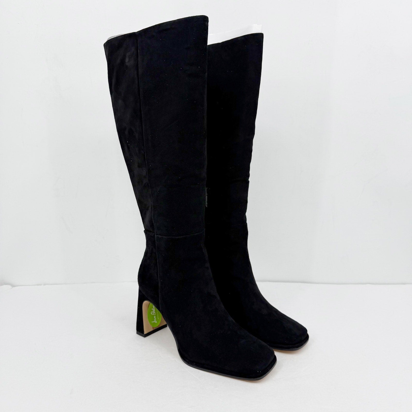 Sam Edelman Womens Issabel Heeled Knee High Boots US 8 M EU 38.5 Black Suede NIB