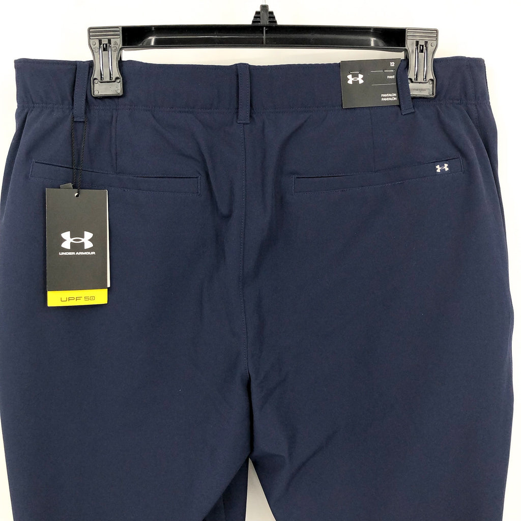 UNDER ARMOUR Women's UA Drive Pants Size 12 Navy Blue Golf Performance NWT