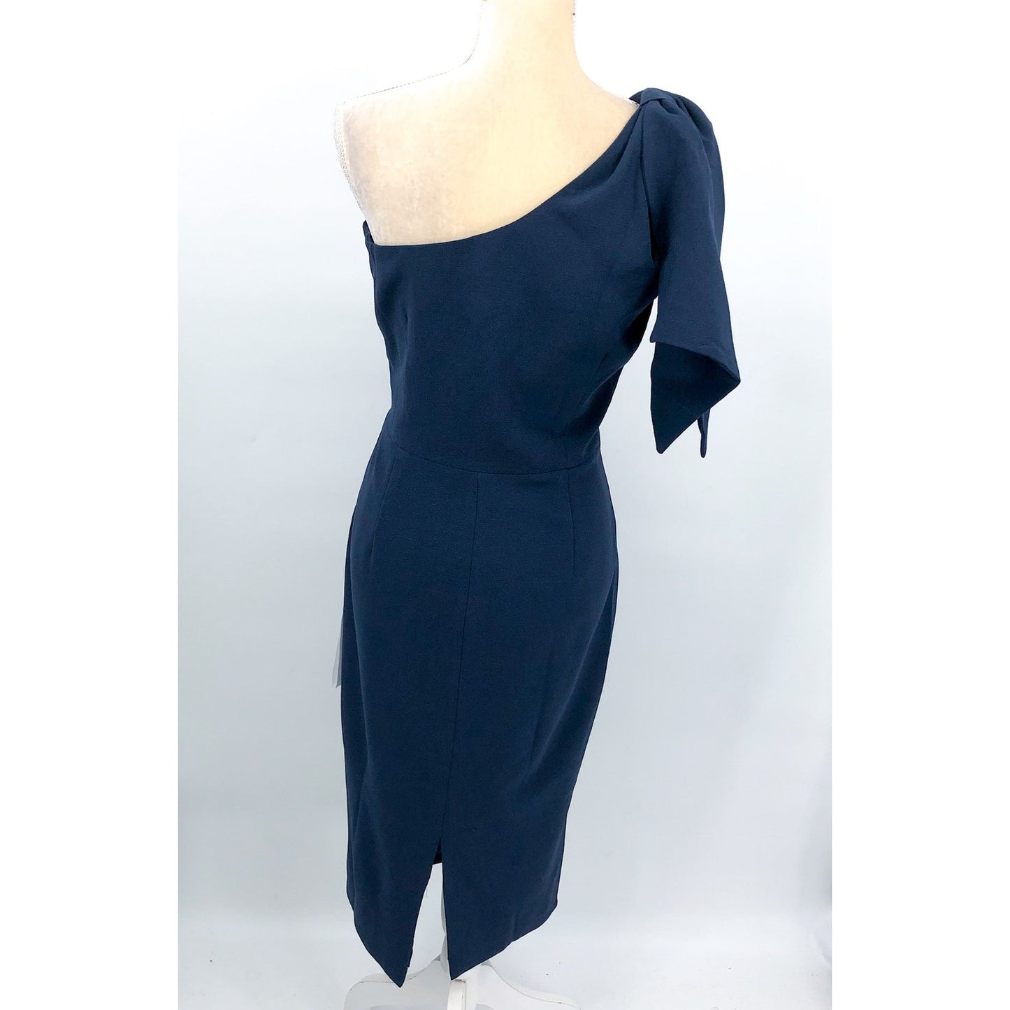 DRESS THE POPULATION Tiffany One Shoulder Sheath Dress Large Midnight Blue NWT