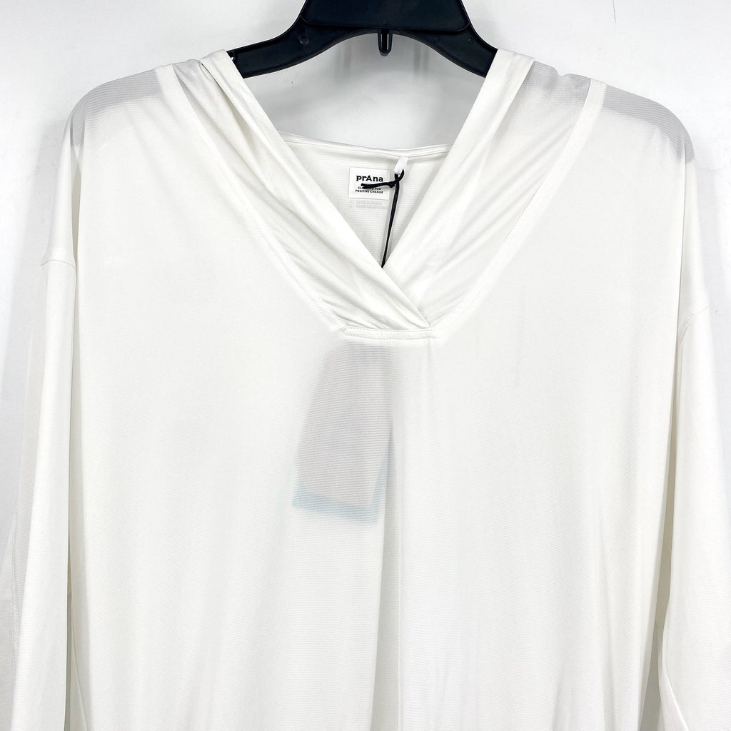PRANA Women's Mantra Bay Tunic Cover Up Small White Long Sleeve Hooded NWT
