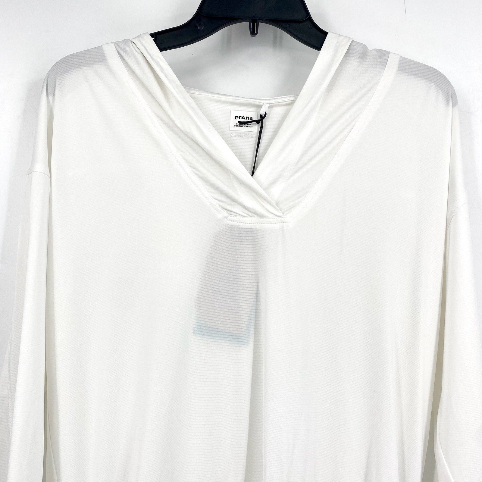 PRANA Women's Mantra Bay Tunic Cover Up Small White Long Sleeve Hooded NWT