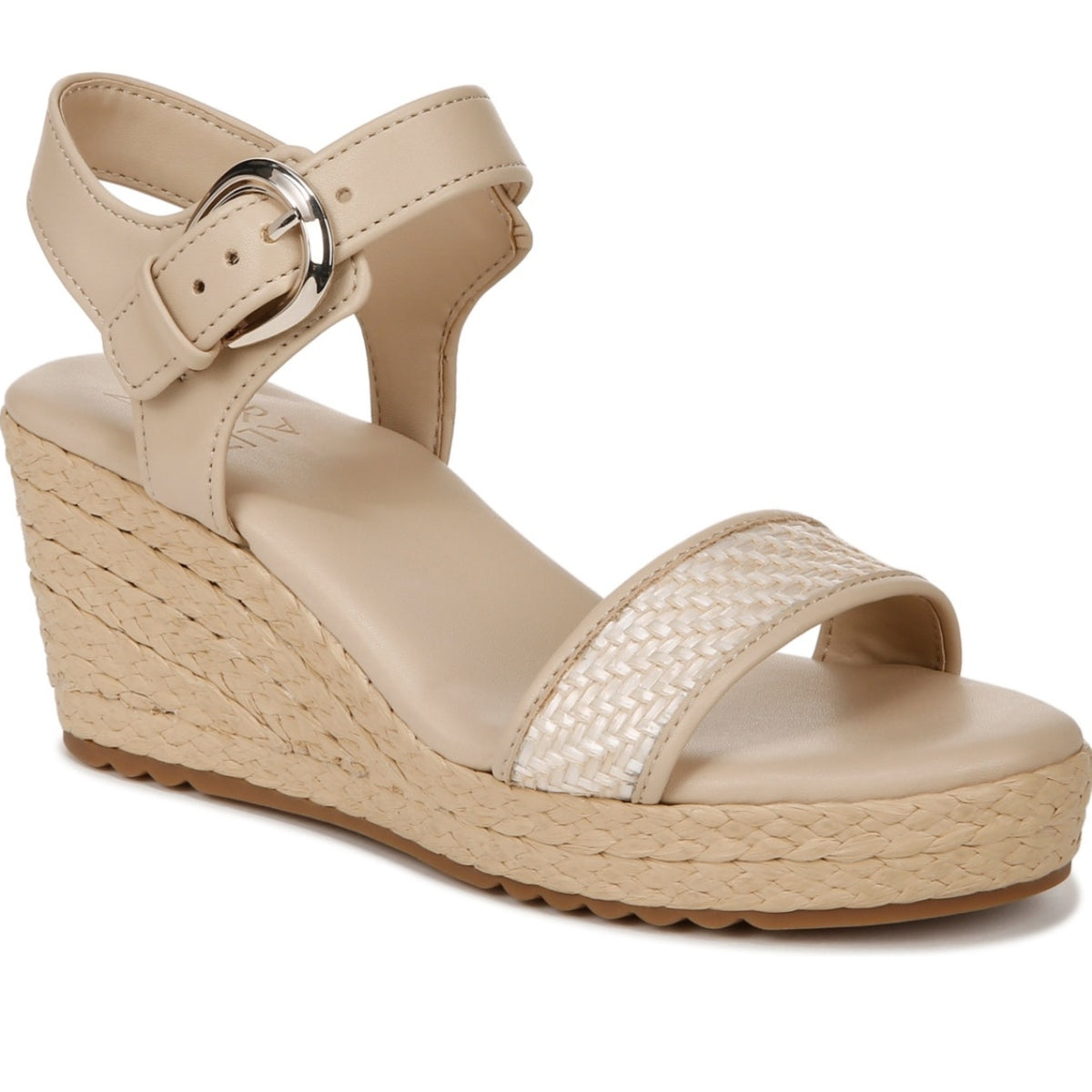 Naturalizer Women's Stella 2 Espadrille Wedge Sandals Size 8 M Beige Leather NIB