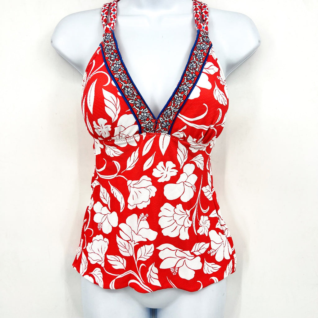 TOMMY BAHAMA Island Cays Fiori Reversible Tankini Top Medium Pink Coral NWT