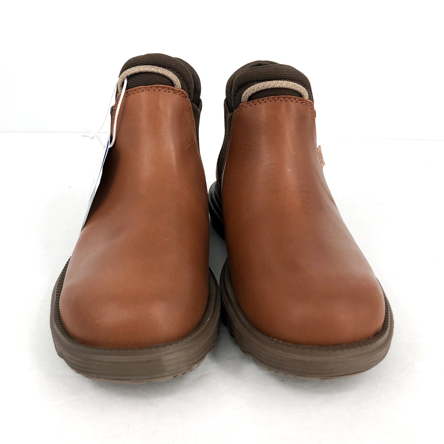 Hey Dude Womens Branson Ankle Bootie US 8 Cognac Leather Water Resistant NIB