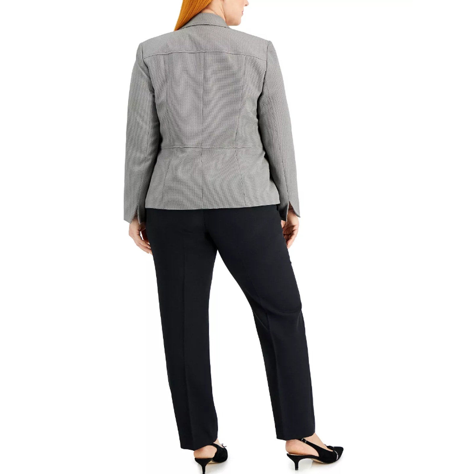 Le Suit Womens Flap-Pocket Contrast Suit Jacket Size 18 Grey Pattern Blazer NWT