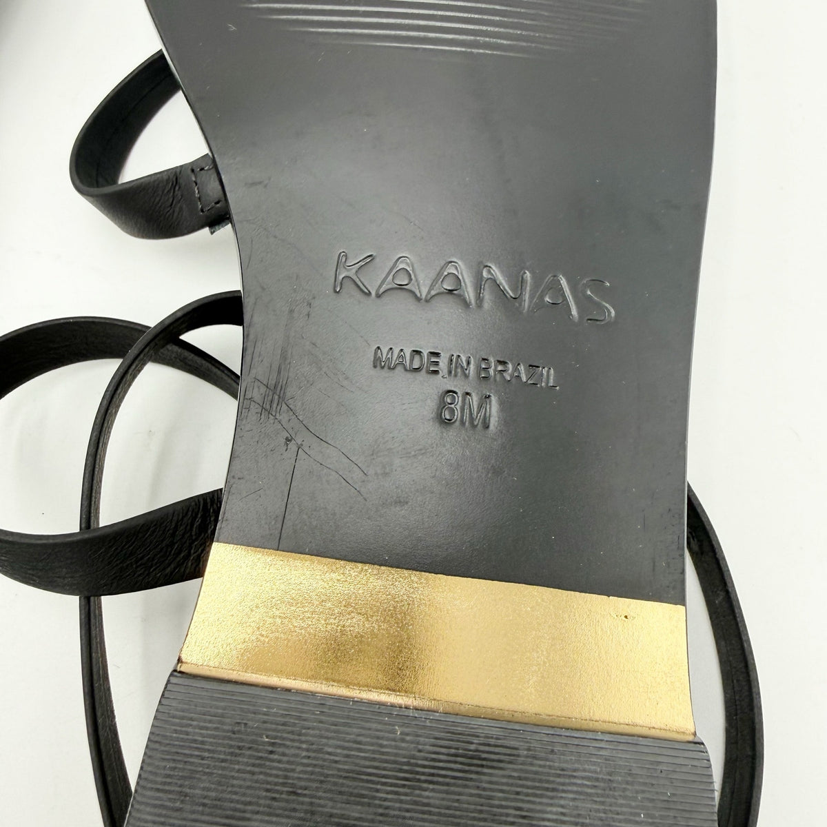 KAANAS Womens Vitoria Gladiator Flat Sandals Size 8 M Black NIB