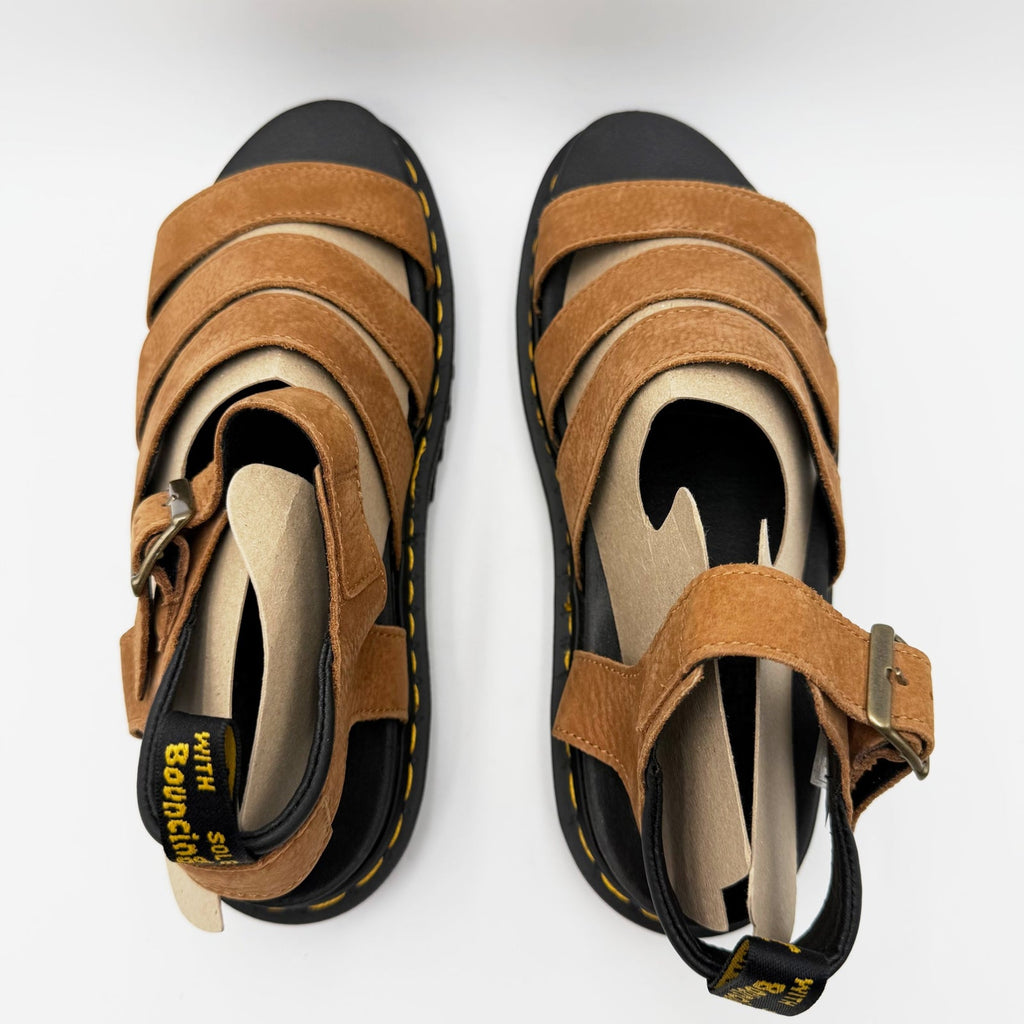 Dr Martens Womens Blaire Sandals Size 10 EU 42 Brown Desert Tumbled Nubuck NIB