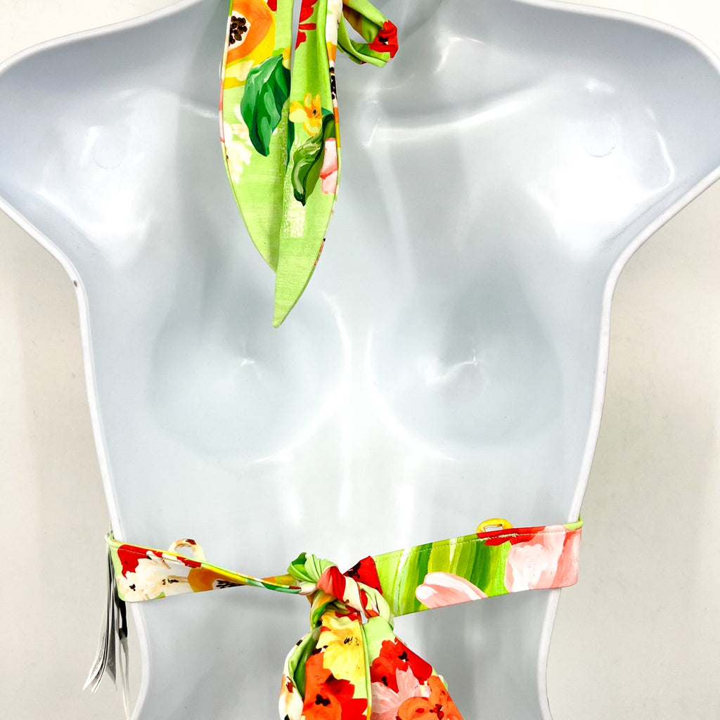 SEAFOLLY Women's Tropique Triangle Bikini Top Size 10 Green Floral Aloe Gel NWT
