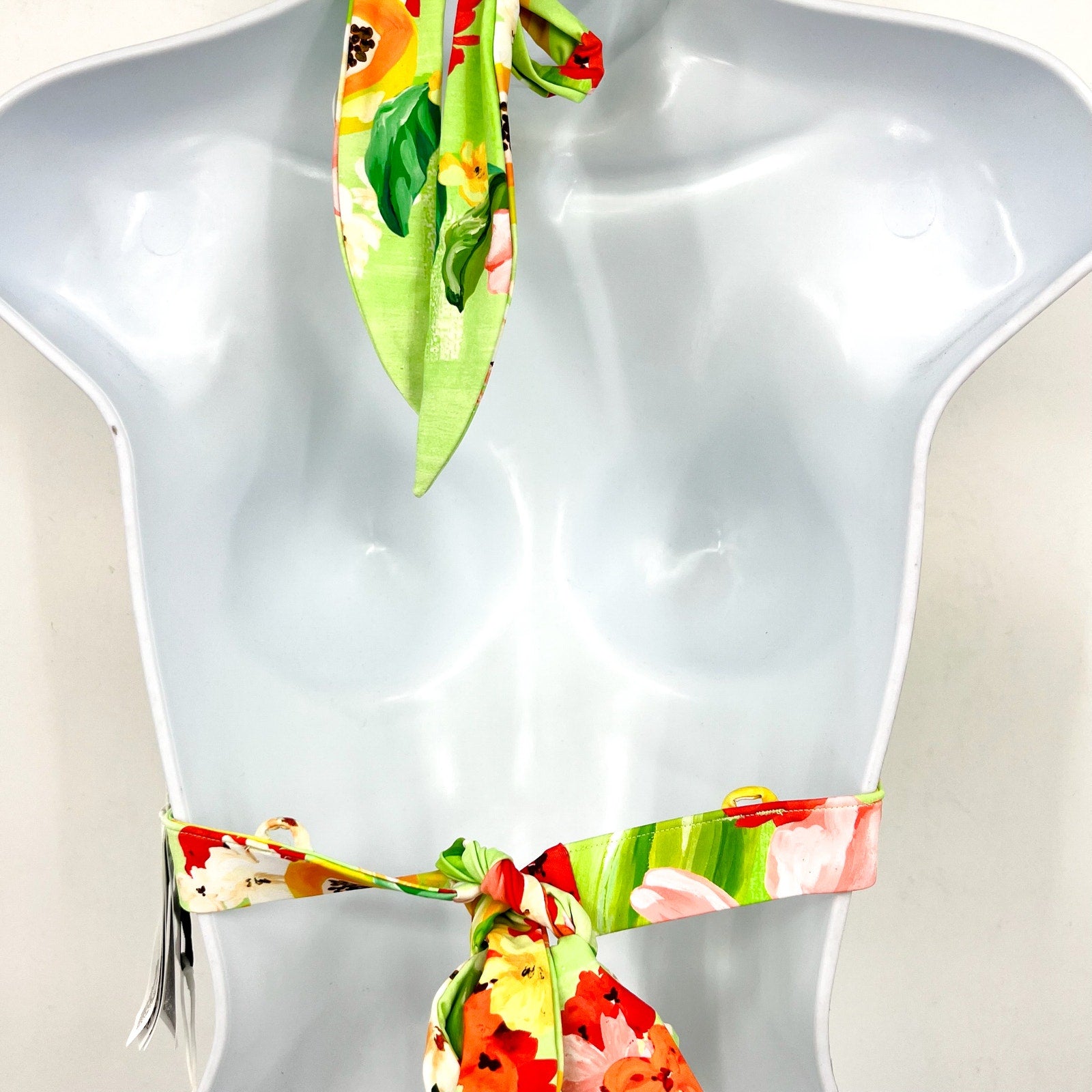 SEAFOLLY Women's Tropique Triangle Bikini Top Size 10 Green Floral Aloe Gel NWT