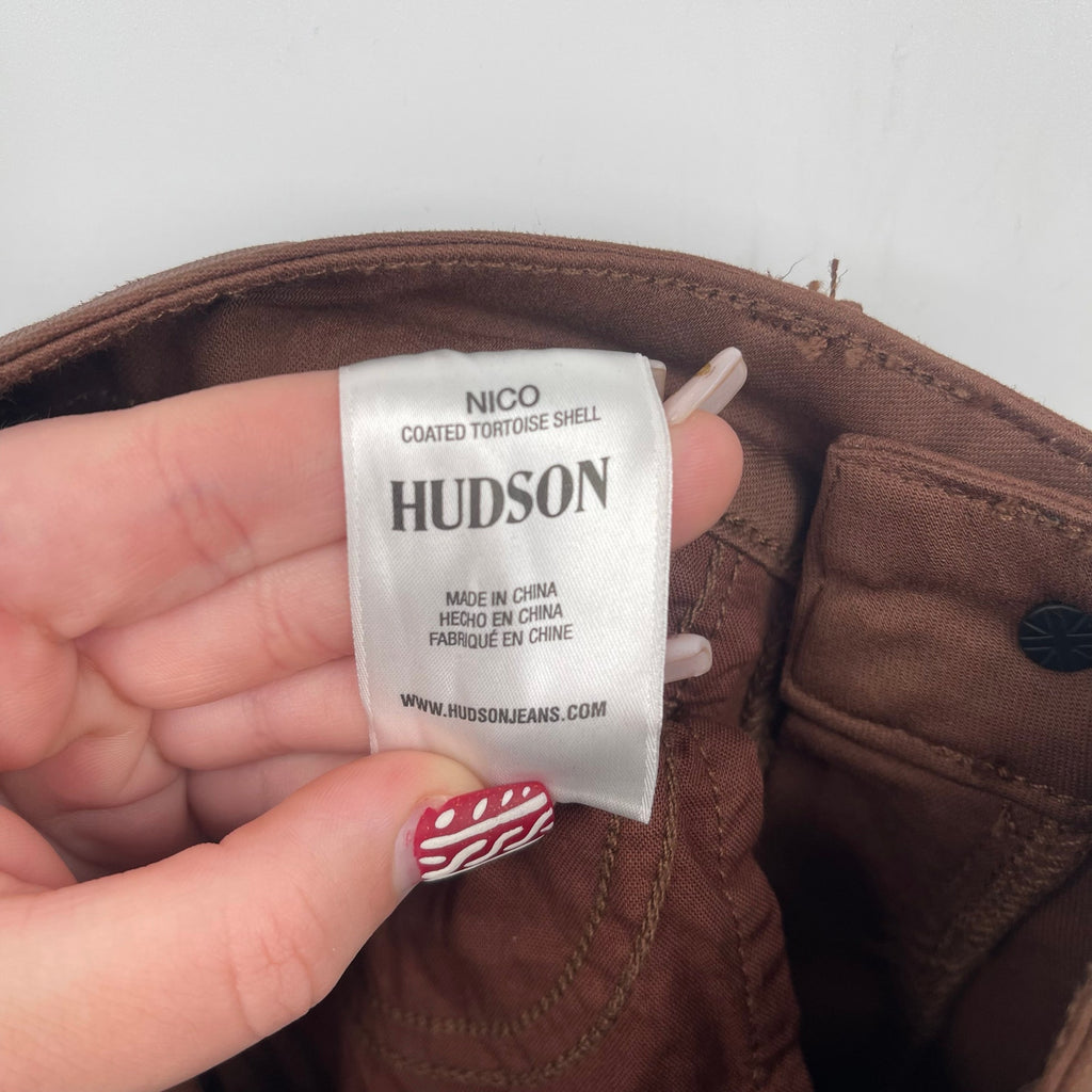 Hudson Womens Nico Straight Ankle Jean Size 25 US 0 Brown Coated Mid-Rise NWOT