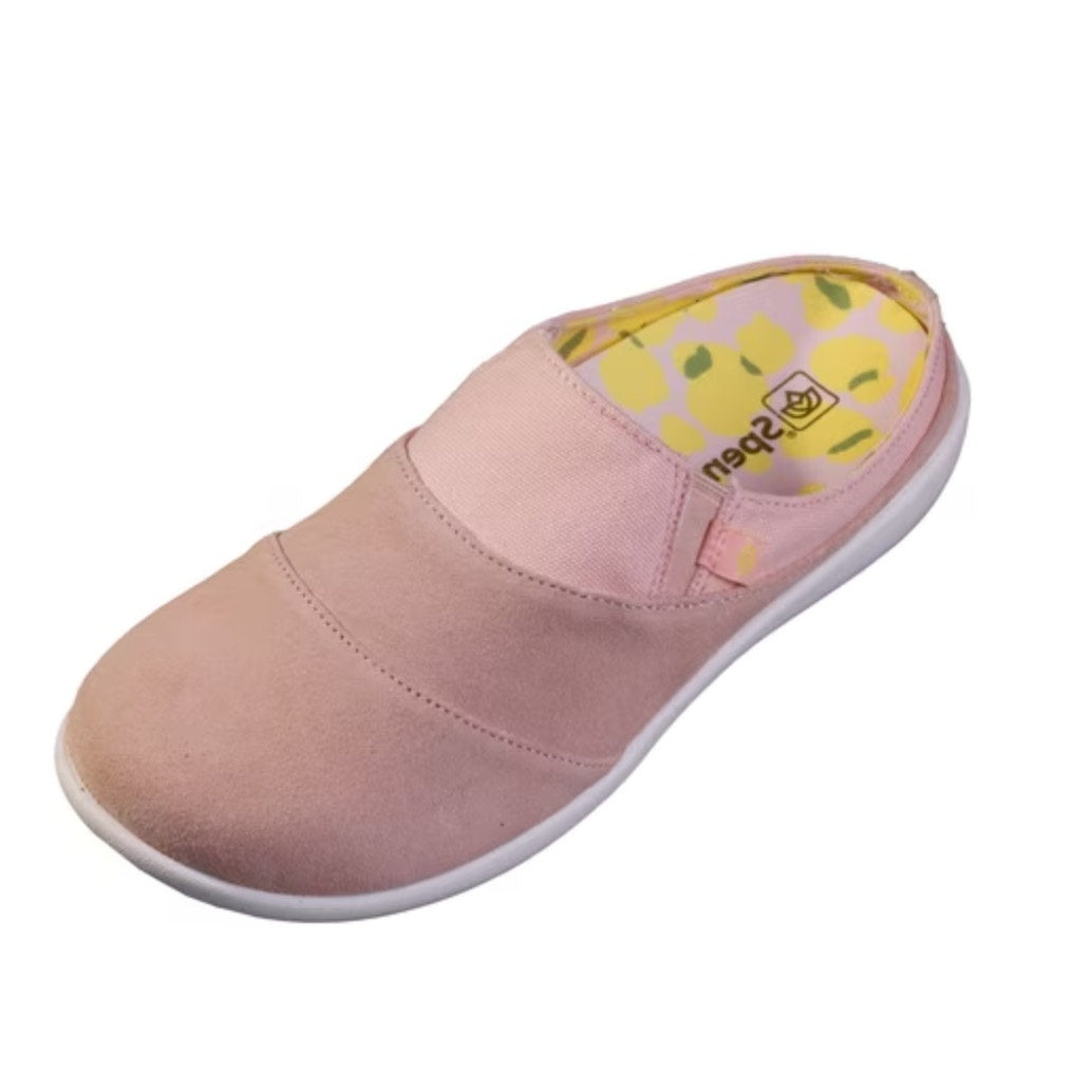 SPENCO Womens Siesta Bokeh Layered Clogs 5.5 WIDE Blush Pink Suede Lemons NIB