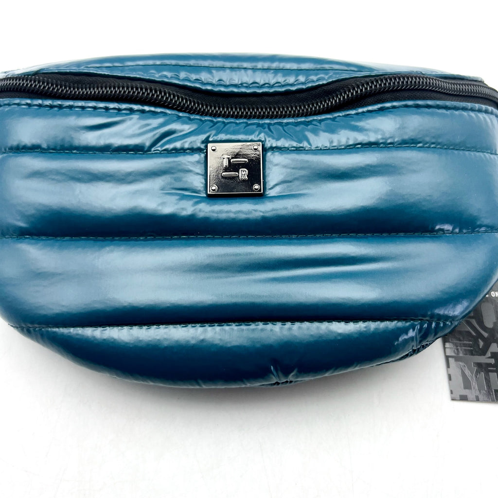 THINK ROYLN Women's Shining Star Crossbody Belt Bag Glossy Teal Blue NWT