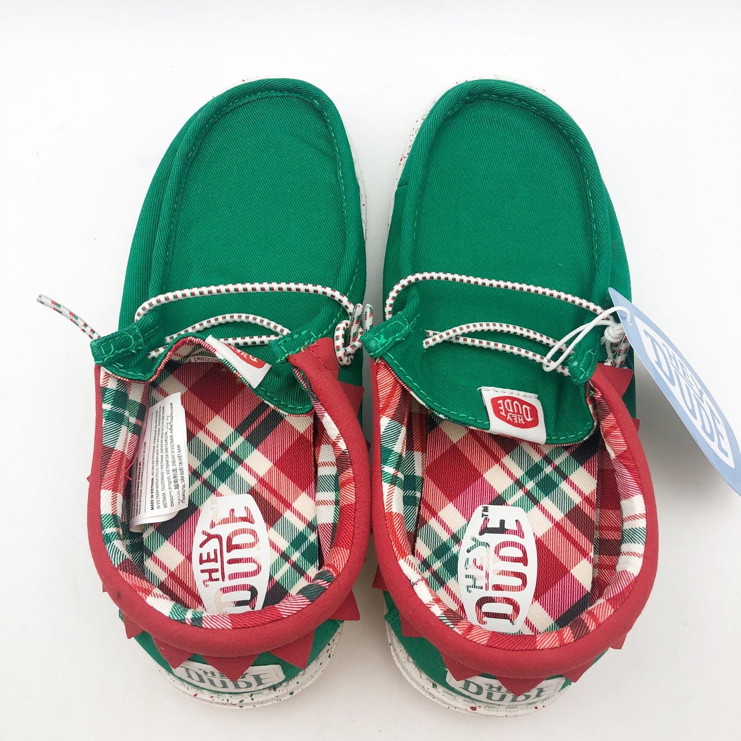 Hey Dude Boys Wally Holiday Elf Slip-On Casual Shoes Size 5 Green Red NWOB