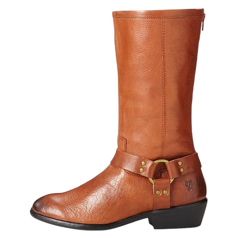 FRYE Girls Phillip Harness Tall Boots Size 3.5 Brown Leather NWOB