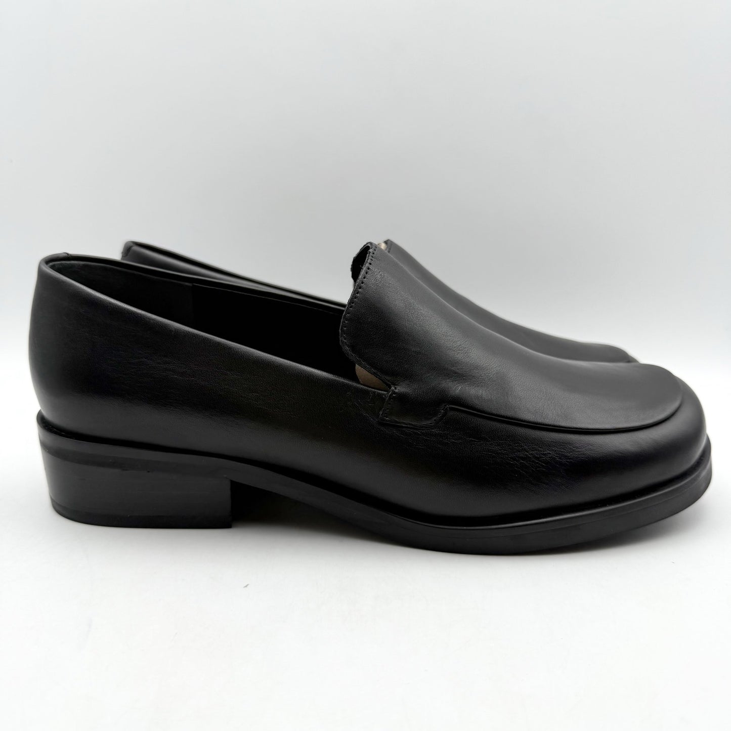 Franco Sarto Womens Bocca Loafers US 9.5 Wide EU 40.5 Black Leather Slip On NWOB
