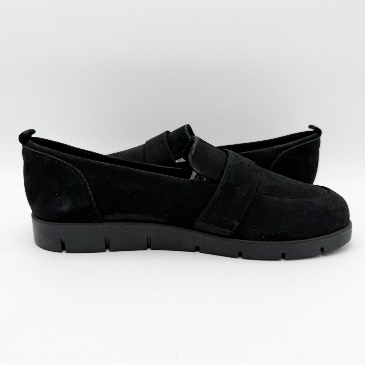 Rockport Womens Ramone Loafers Size 10.5 Wide Black Suede Leather NWOB