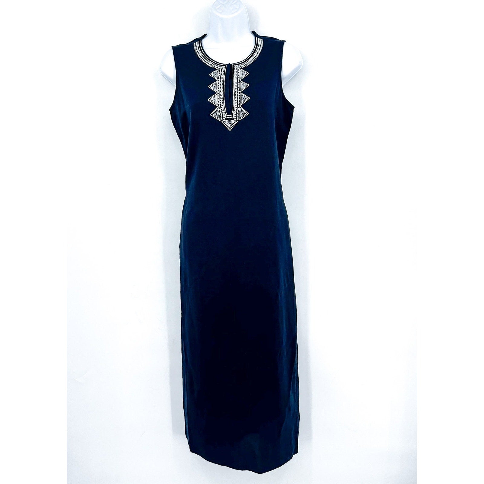 NIC + ZOE Women's Sunset Soiree Dress XS Blue Dark Indigo Sleeveless Linen NWT