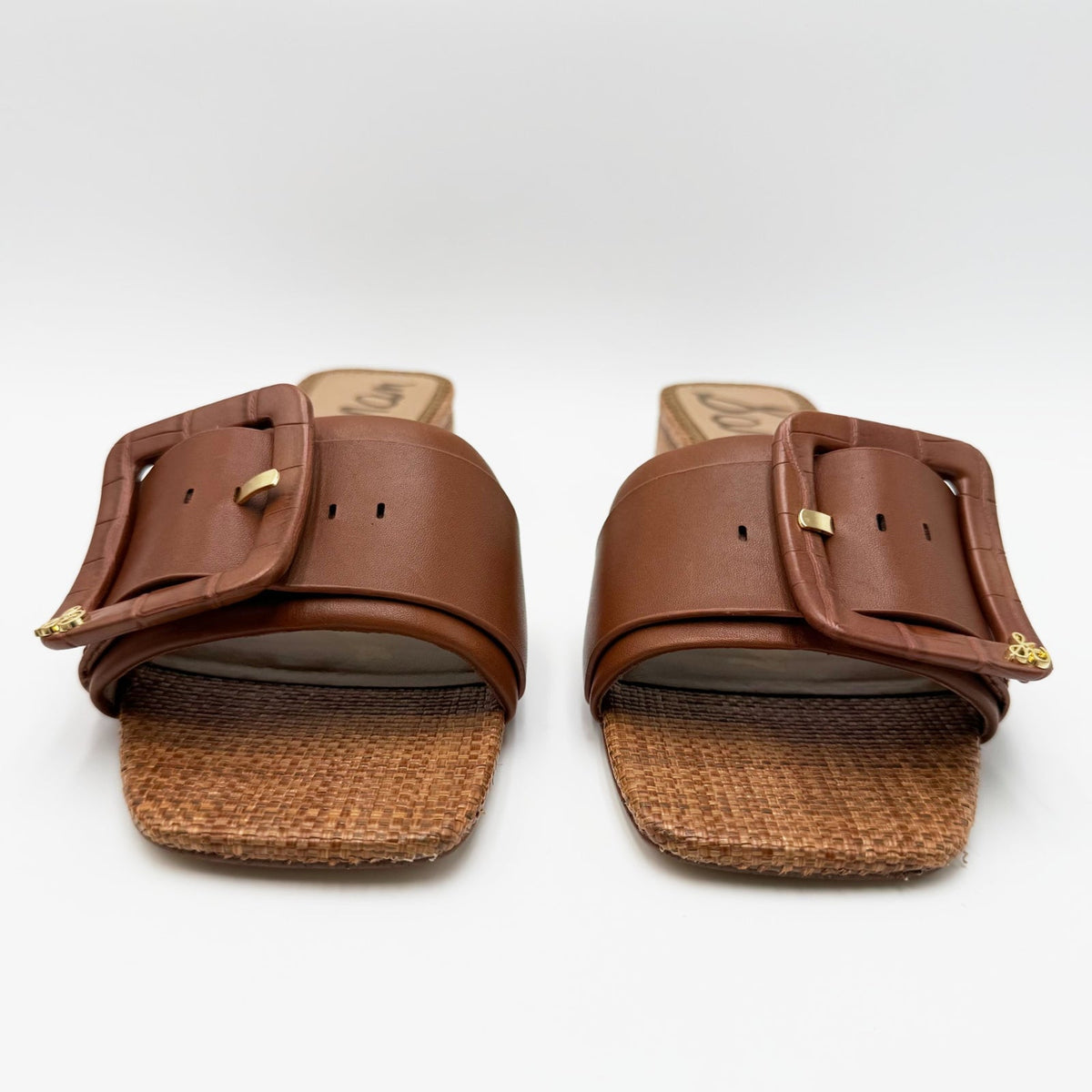 Sam Edelman Womens Dilon Buckle Slide Sandals Size 9 Brown Cognac Leather NIB