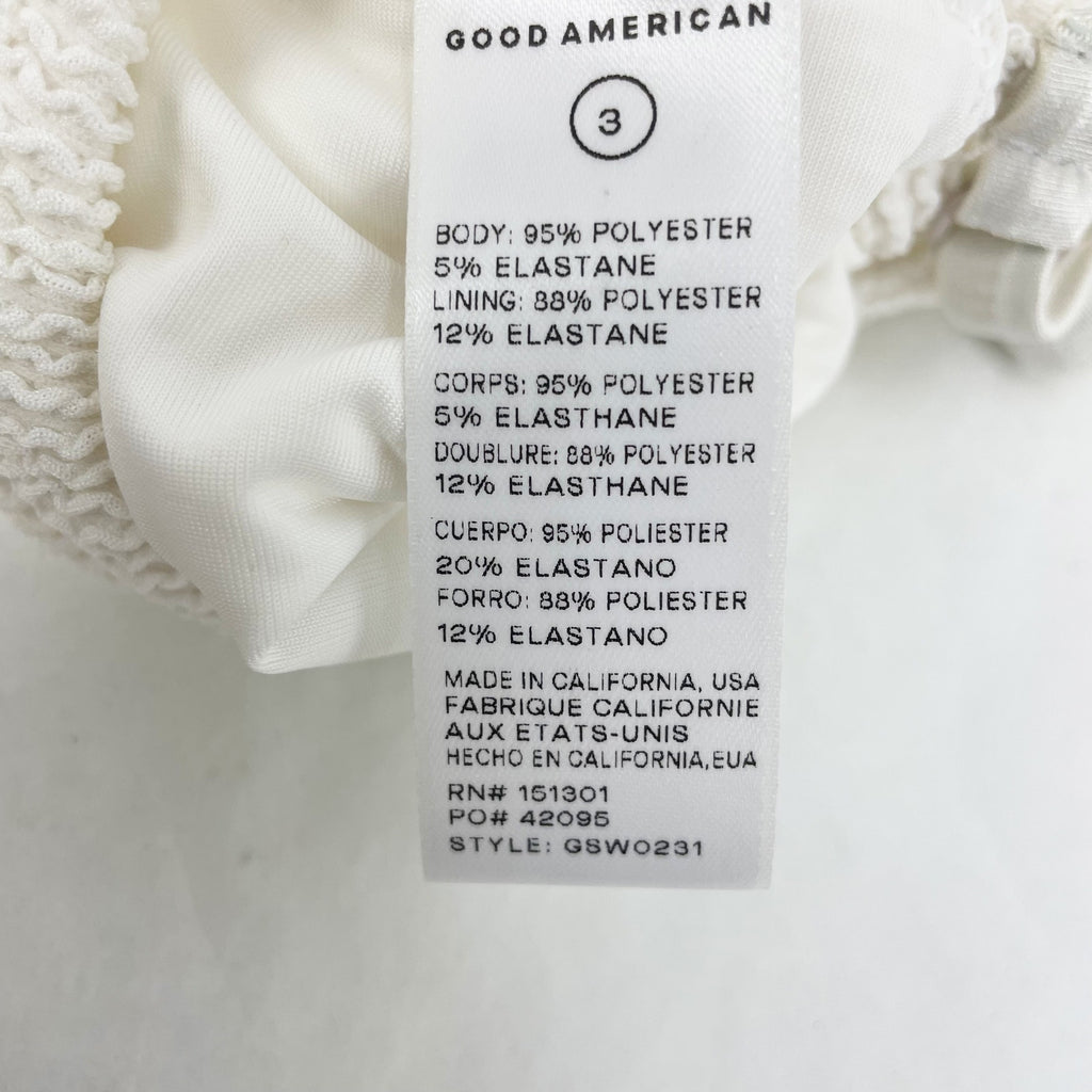 Good American Always Fits Twisted Bikini Top Size 3 Large Swim Ivory White NWT