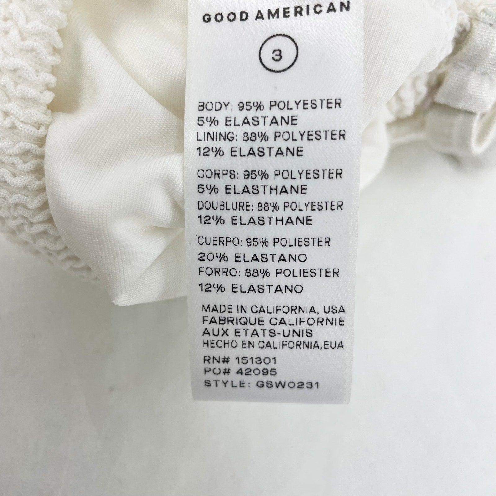 Good American Always Fits Twisted Bikini Top Size 3 Large Swim Ivory White NWT
