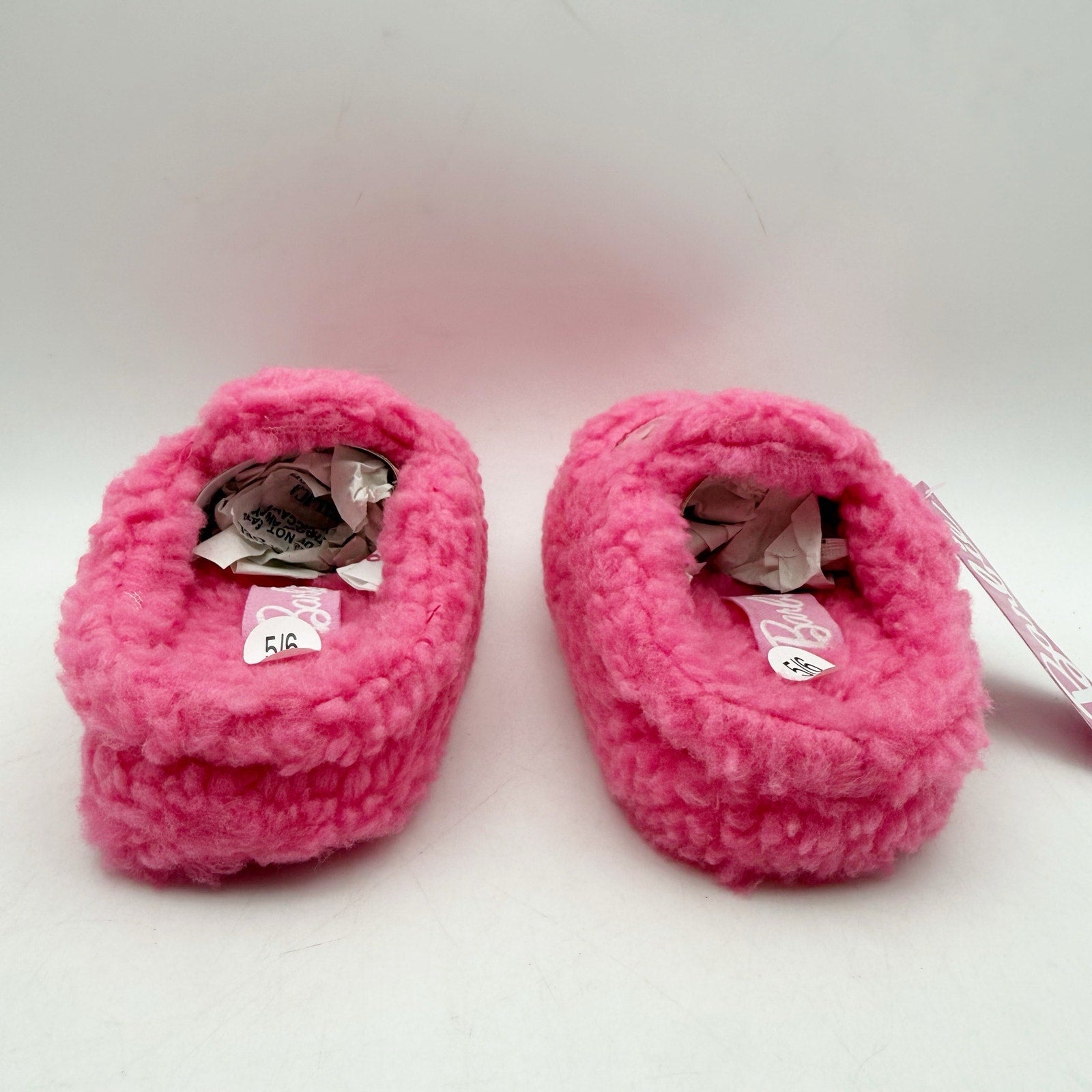 Barbie Toddler Girls Ground Up Spa Slippers US 5-6 Small Pink Faux Fur NIB