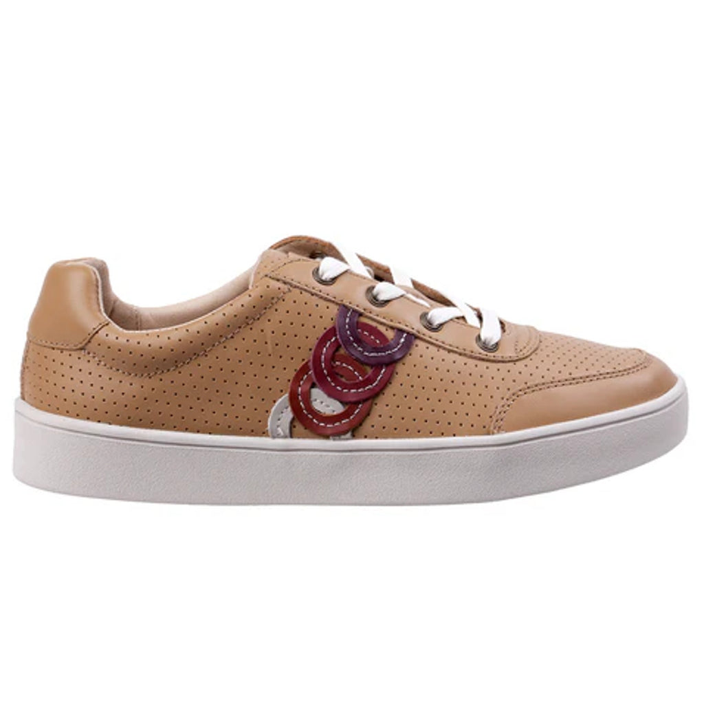 Spenco Womens Cambridge Low Sneakers US 7.5 Wide EU 38 Tan Leather NIB