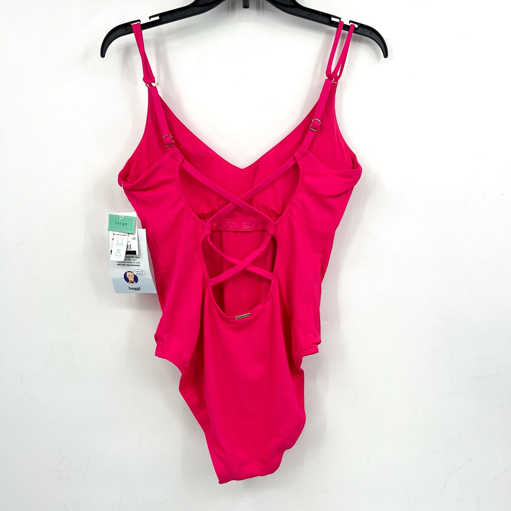 SUNSETS Women's Veronica One Piece Swimsuit Large Pink Begonia Sandbar Rib NWT