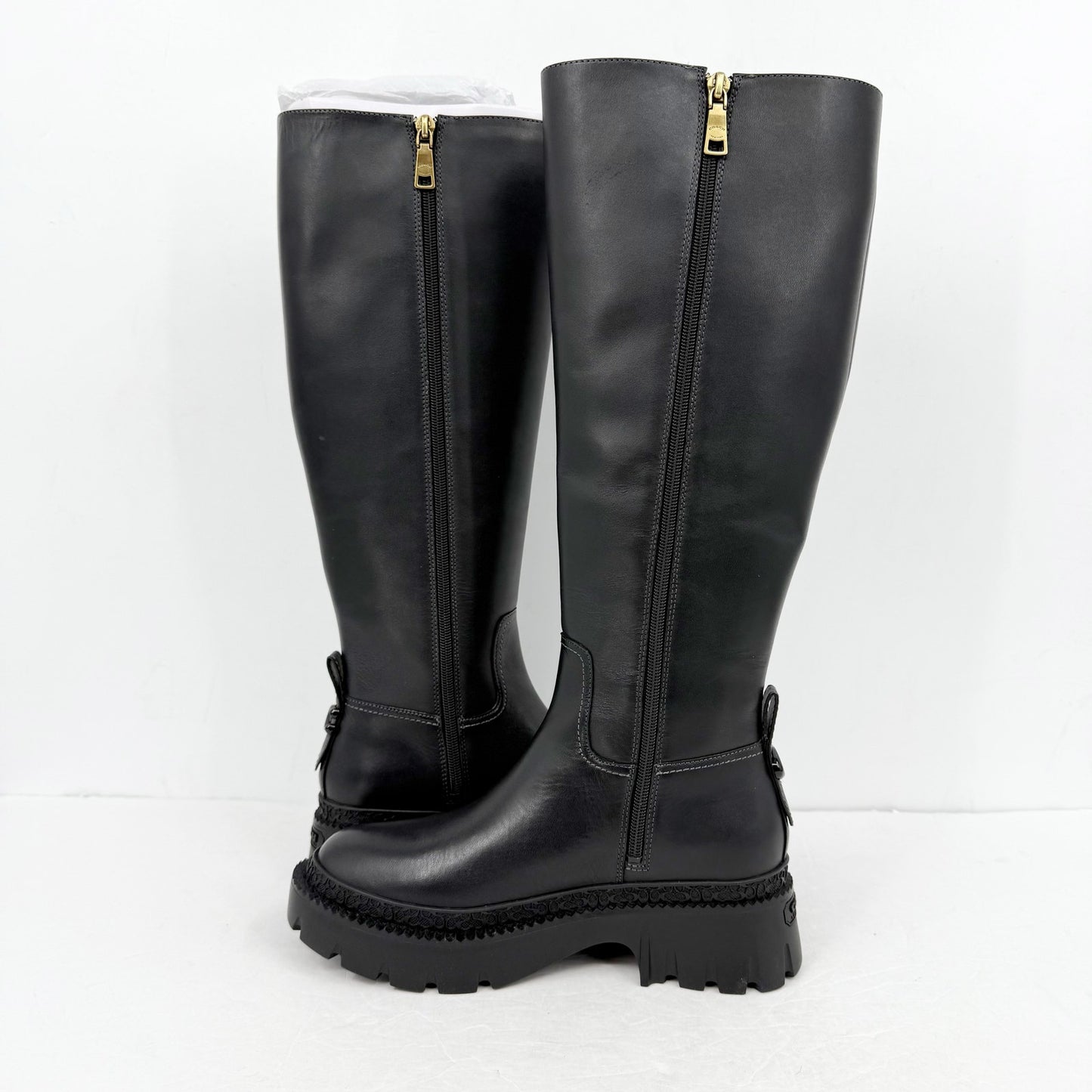 Coach Womens Julietta Knee High Boot US 6.5 M EU 37 Black Leather NIB