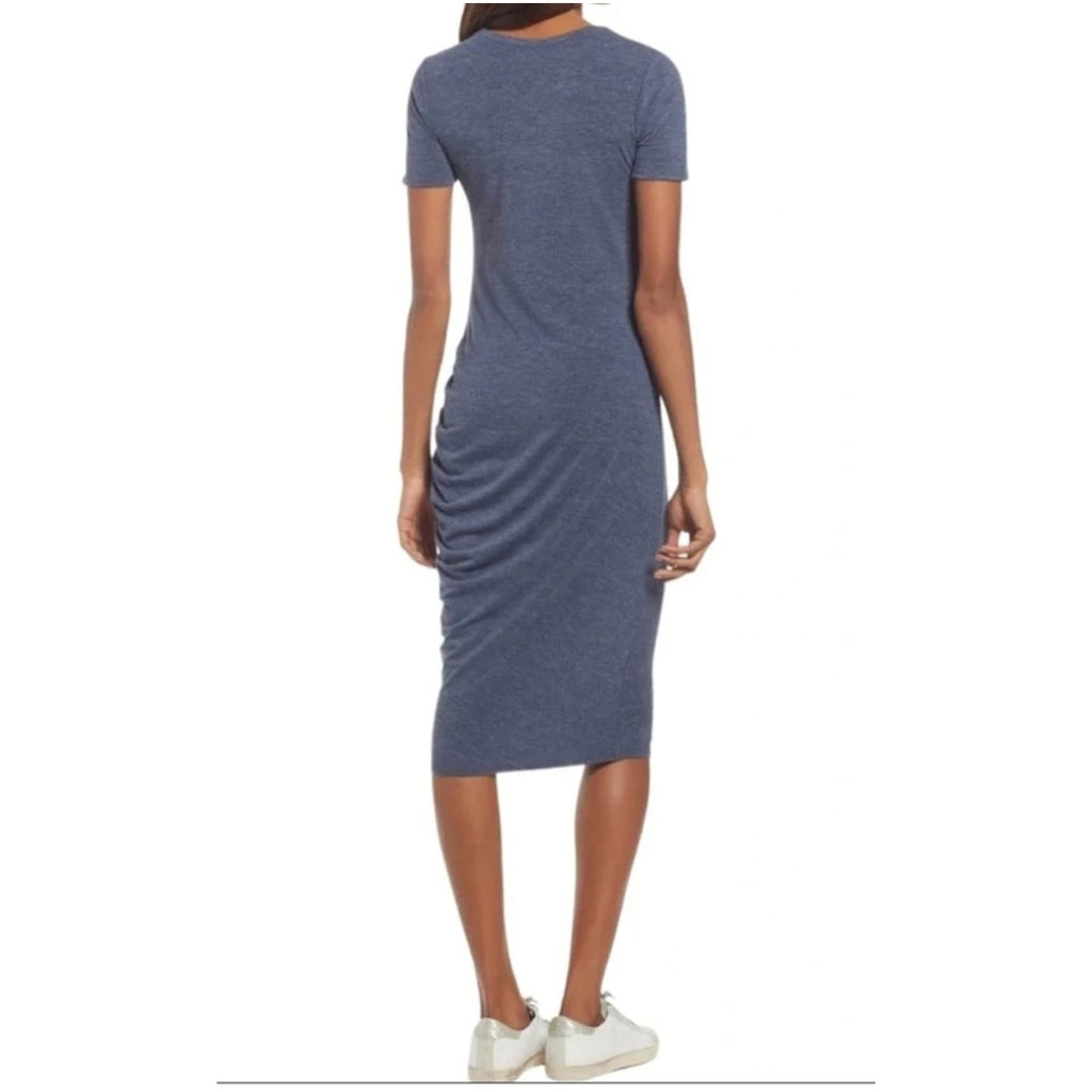 TREASURE & BOND Women's Ruched Jersey Dress Small Navy Blue NWT