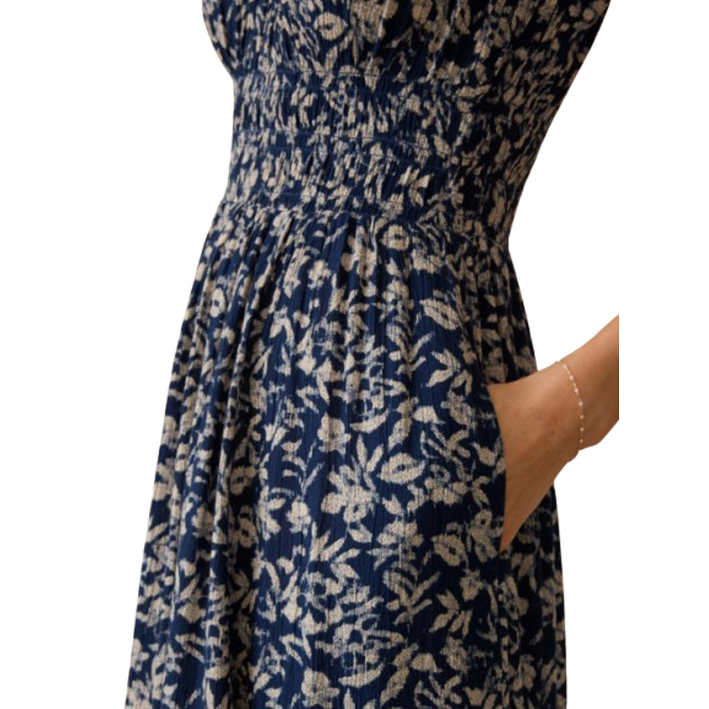 FAHERTY Women's Sunseeker Dress XL Blue White Juniper Ikat Floral Sleeveless NWT
