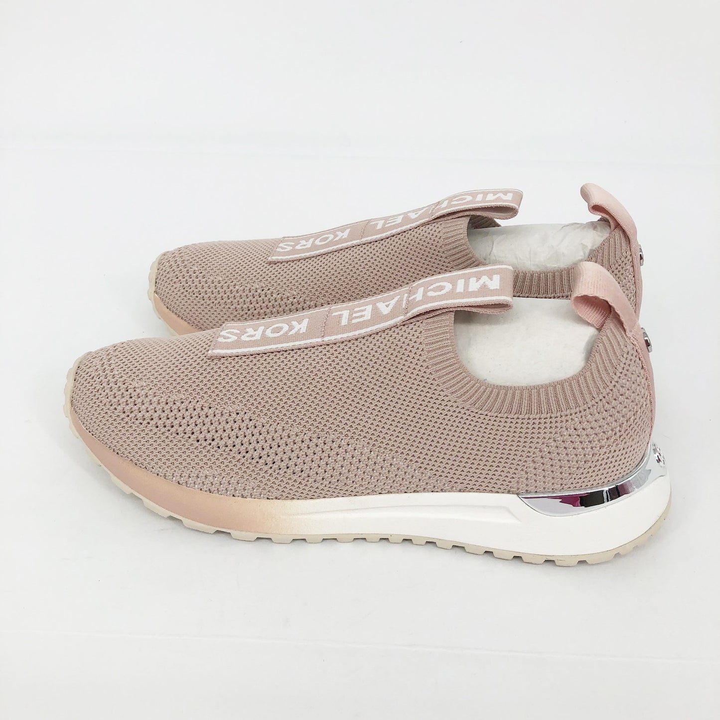 MICHAEL KORS Womens Bodie Mesh Slip-On Sneaker 6 Light Pink Logo Tape NWOB