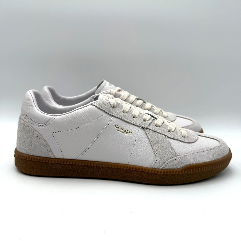 Coach Mens Ellis Low Top Casual Sneakers Size 9.5 Optic White Leather Suede NWOB