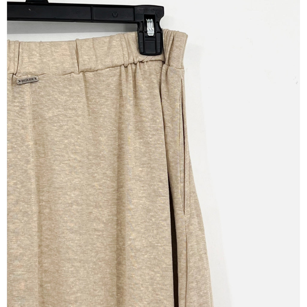 PRANA Women's Tidal Wave Midi Skirt Large Sand Beige High Low Knit NWT