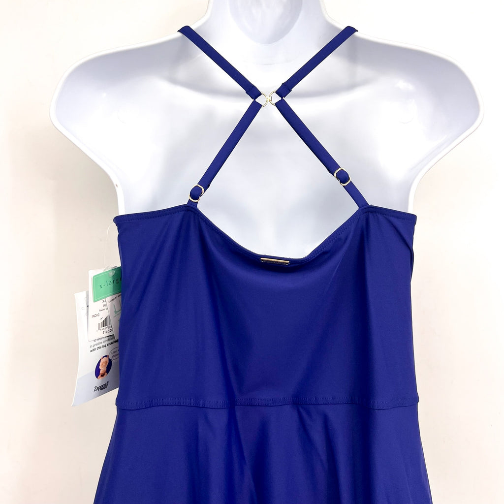 SUNSETS Women's Naomi Swim Dress One Piece XL Indigo Blue Skirt NWT