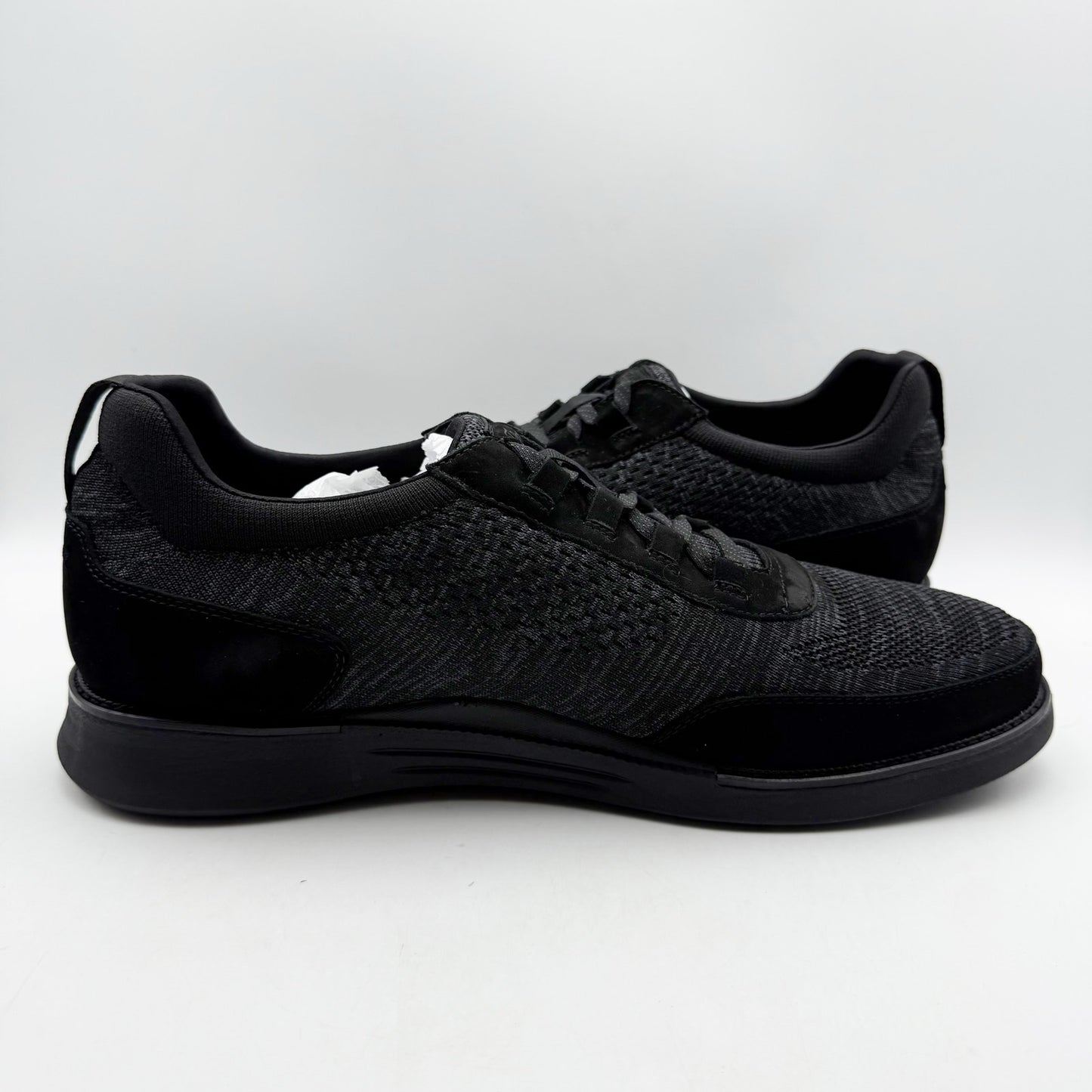 Florsheim Mens Launch Elastic Lace Sneakers US 13 Wide Black Knit Slip On NIB
