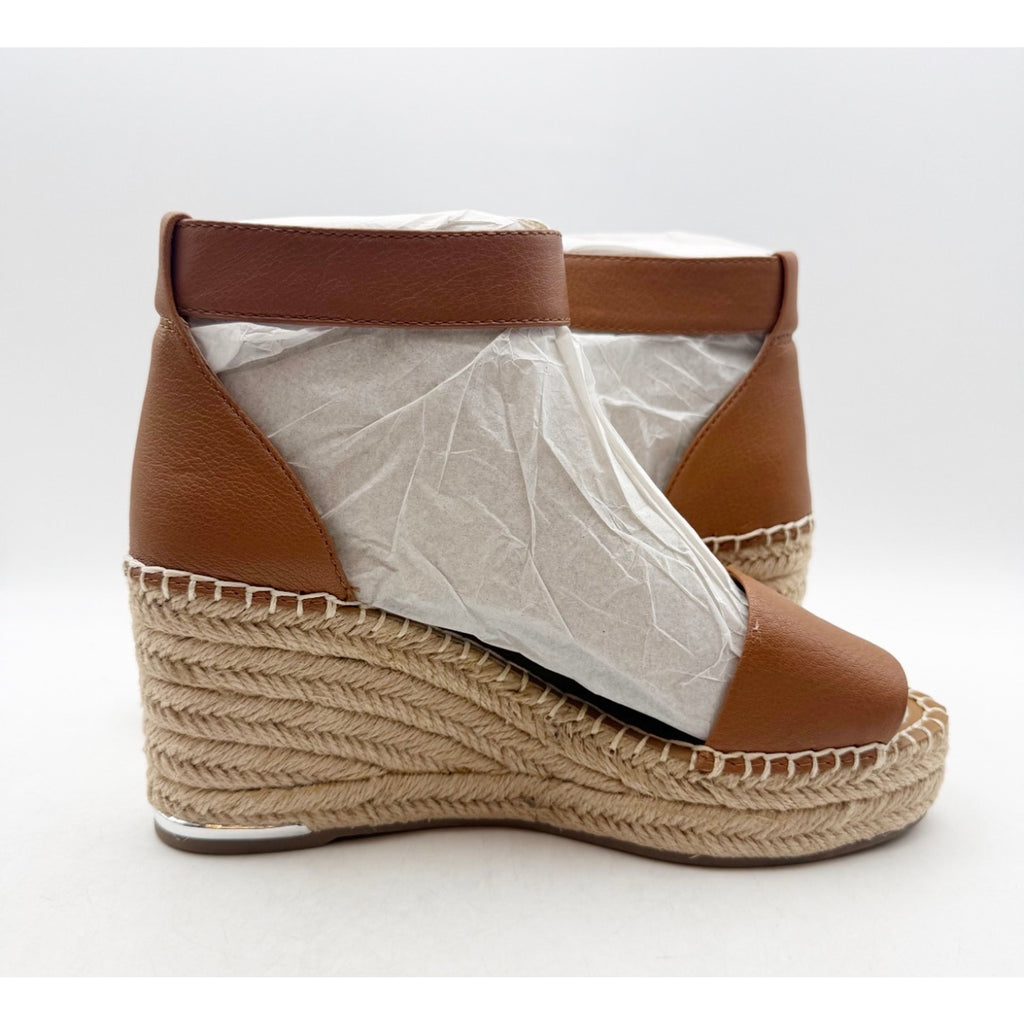 Franco Sarto Women's Clemens Raffia Espadrille Wedge Sandals US 6.5 M Brown NWOB
