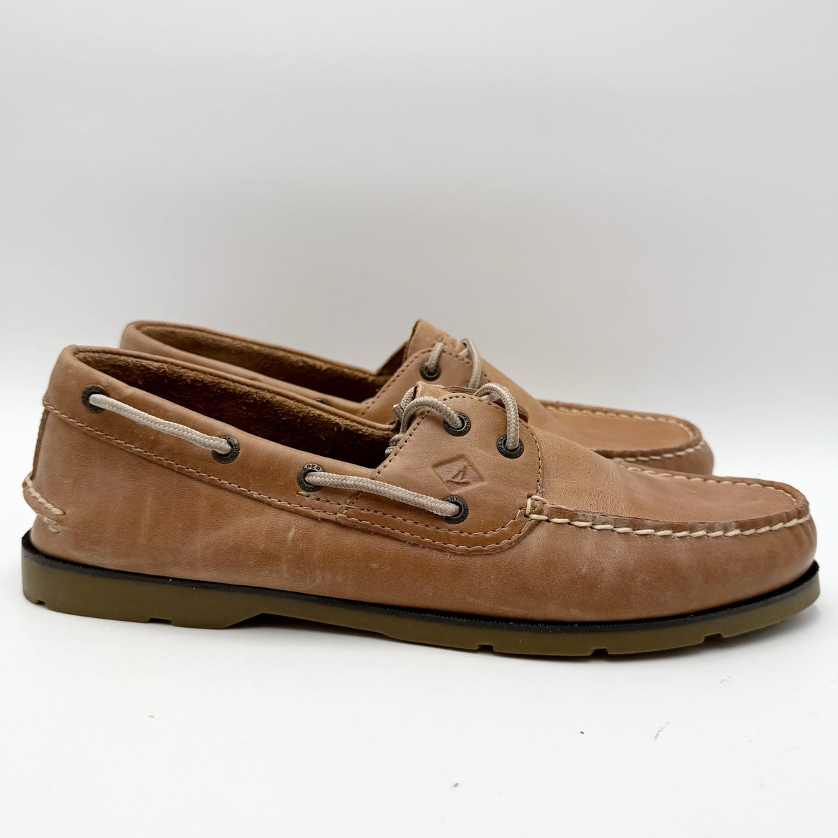 SPERRY Mens Leeward Boat Shoes Size 12 EU 45.5 Brown Leather NWOB