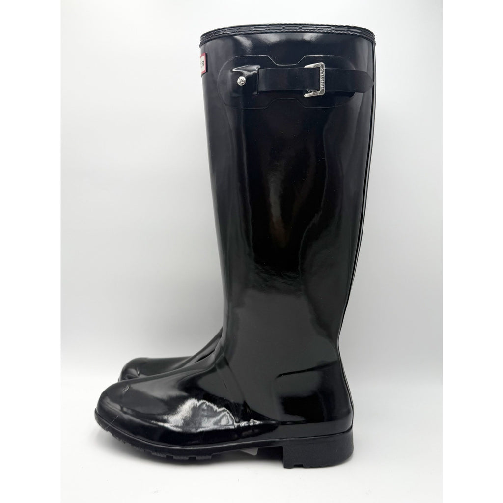 Hunter Womens Original Tall Gloss Rain Boots US 10 Black Waterproof NWOB