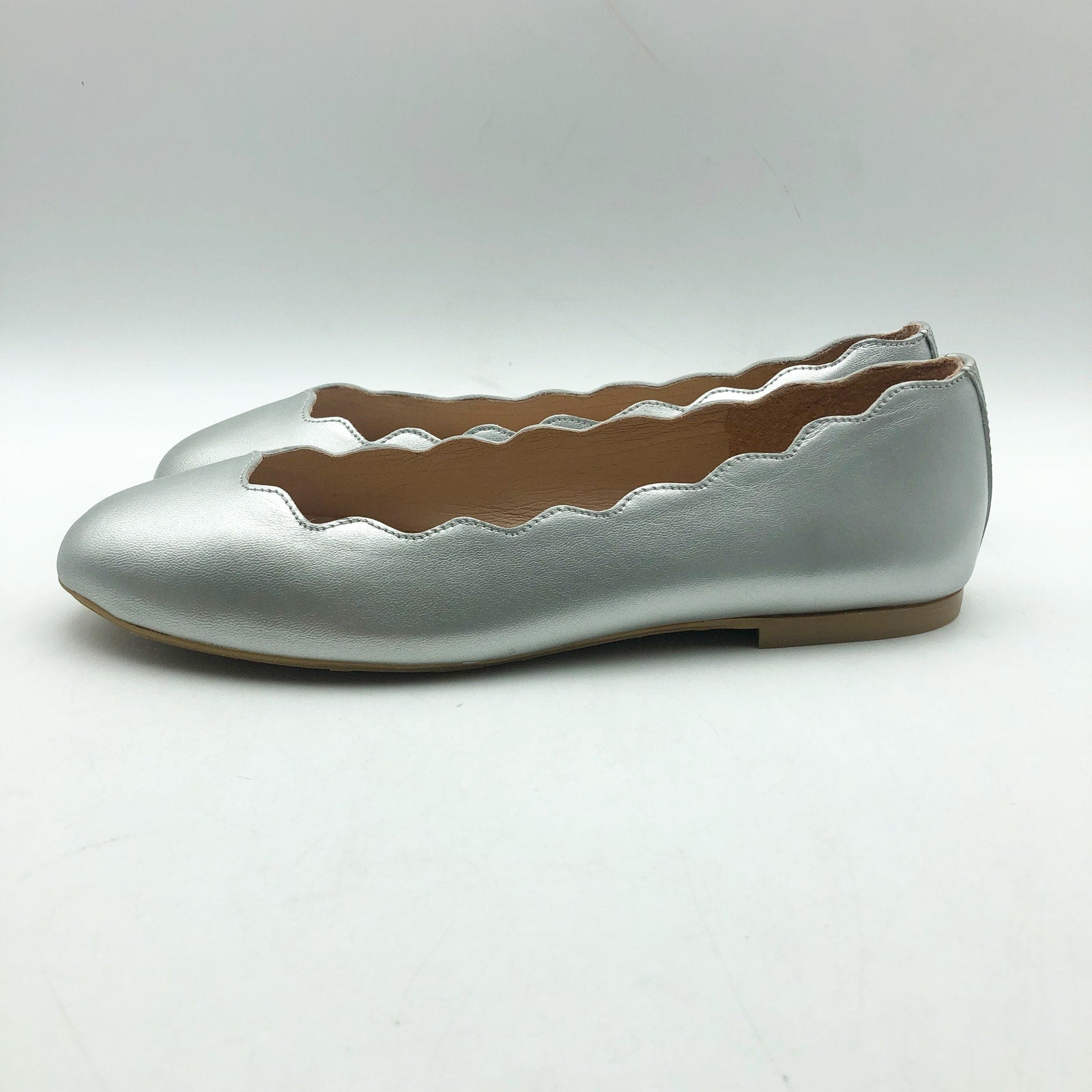 French Sole FS/NY Womens Jigsaw Flats US 6.5 EU 36.5 Silver Metallic Leather NIB