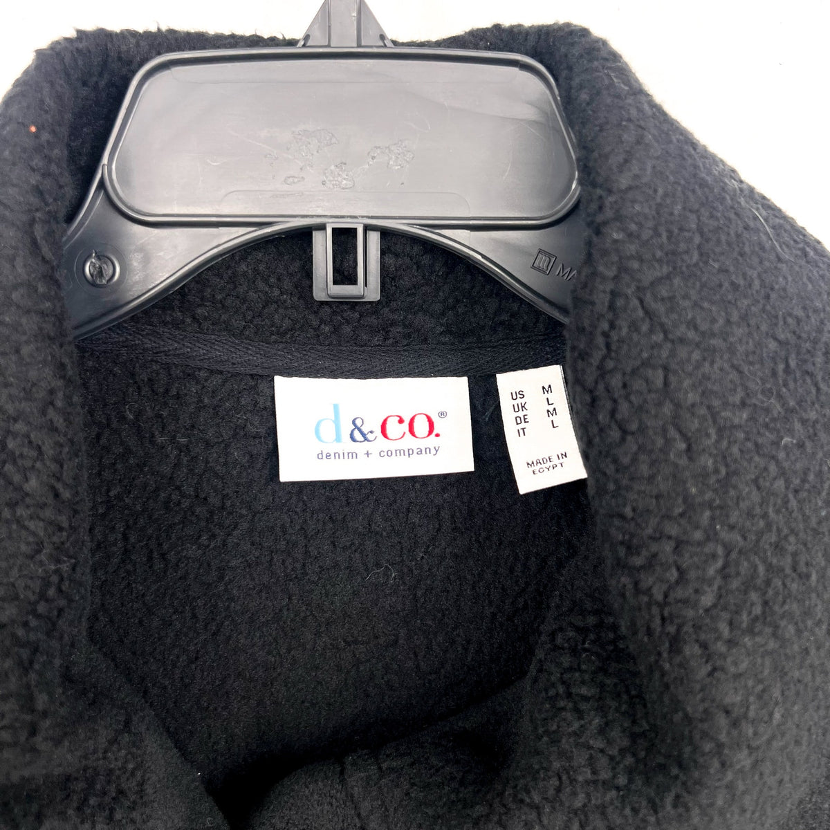 DENIM & CO. Women's Fleece Bonded Sherpa Jacket Medium Black NWOT