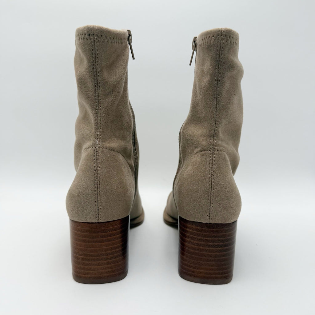 Steve Madden Womens Pammy Heel Ankle Booties Size 6 Taupe Tan Suede NIB