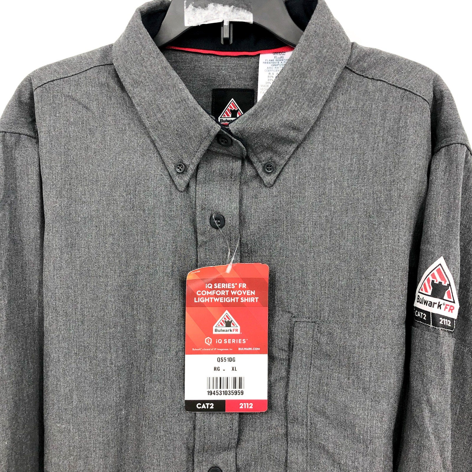 BULWARK Women's iQ Series Comfort Woven FR Shirt XL Dark Grey Long Sleeve NWT