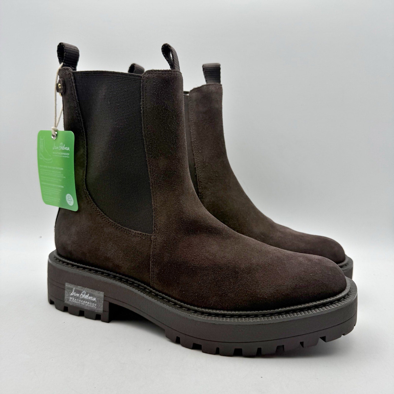 Sam Edelman Womens Laguna Ankle Chelsea Boot US 8.5 Brown Suede Waterproof NWOB