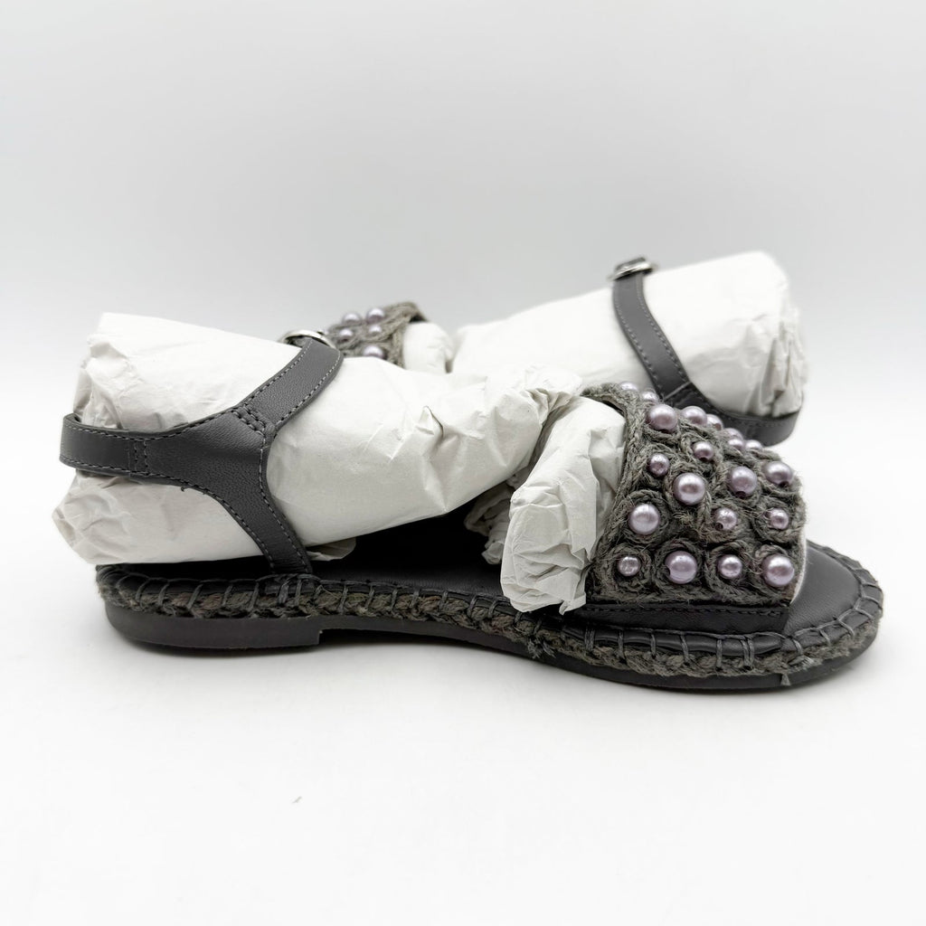 Sam Edelman Kids Holly Sandals Size 1 M EU 32 Mockingbird Grey Linen NIB