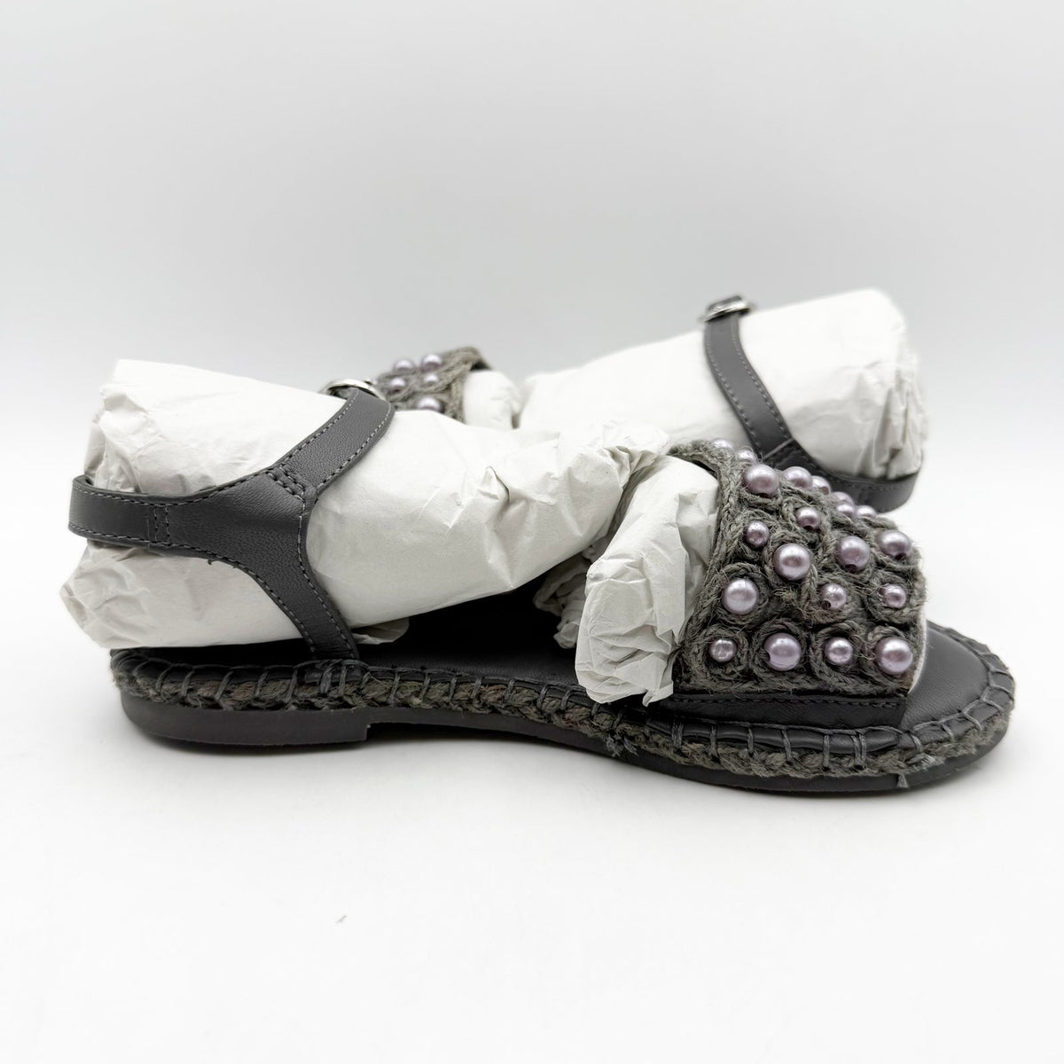 Sam Edelman Kids Holly Sandals Size 1 M EU 32 Mockingbird Grey Linen NIB