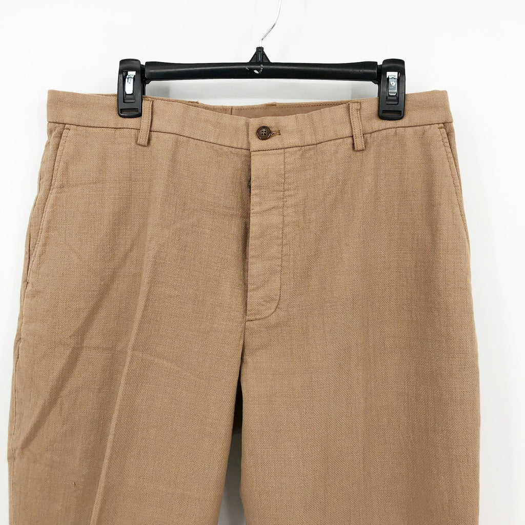 J.CREW Mens Kenmare Suit Pants 34x30 Tan Basketweave Relaxed Fit BM235 NWT